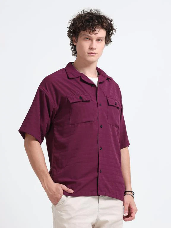 Men Wave Short Sleeve Casual Drop Shoulder Shirt - Image 4
