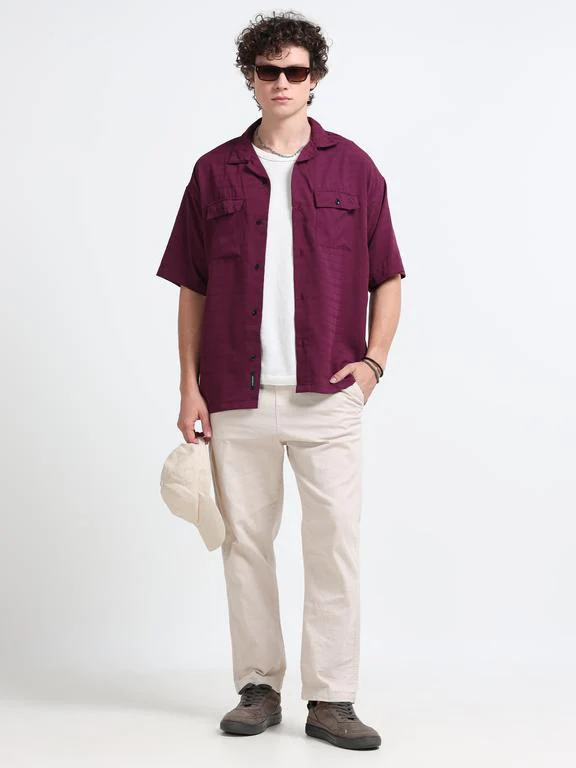 Men Wave Short Sleeve Casual Drop Shoulder Shirt - Image 6