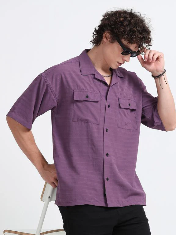 Men Wave Short Sleeve Casual Drop Shoulder Shirt - Image 2