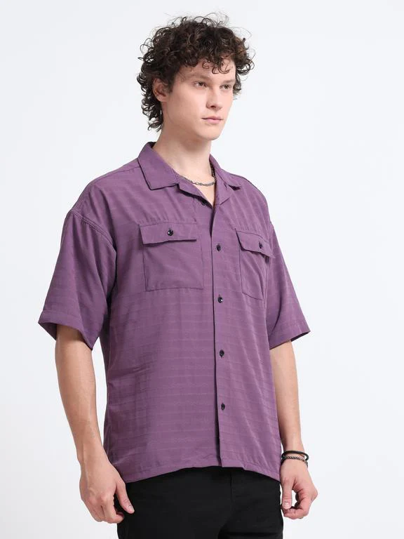 Men Wave Short Sleeve Casual Drop Shoulder Shirt - Image 4
