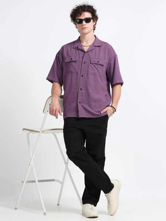 Men Wave Short Sleeve Casual Drop Shoulder Shirt - Image 6