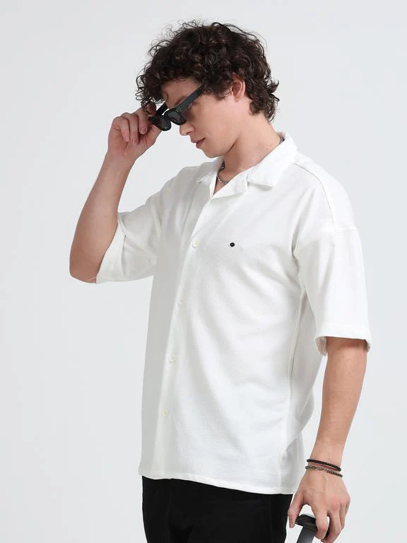 Men Wave Short Sleeve Casual Drop Shoulder Shirt - Image 2