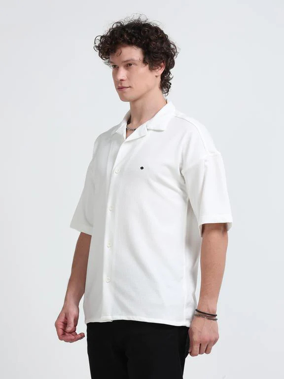 Men Wave Short Sleeve Casual Drop Shoulder Shirt - Image 4