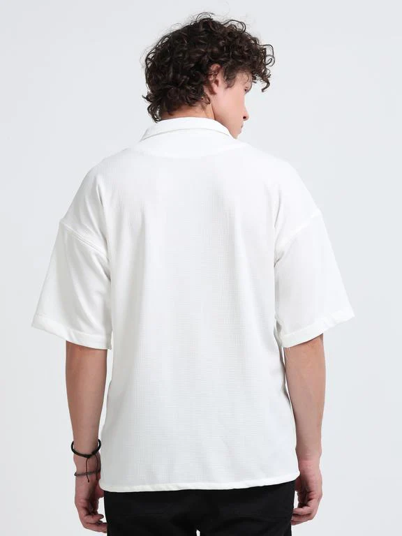 Men Wave Short Sleeve Casual Drop Shoulder Shirt - Image 6