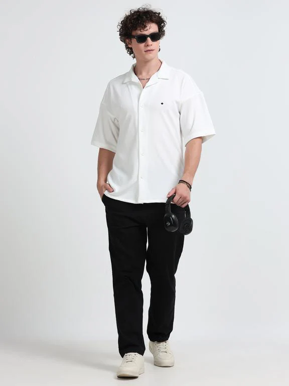 Men Wave Short Sleeve Casual Drop Shoulder Shirt - Image 7