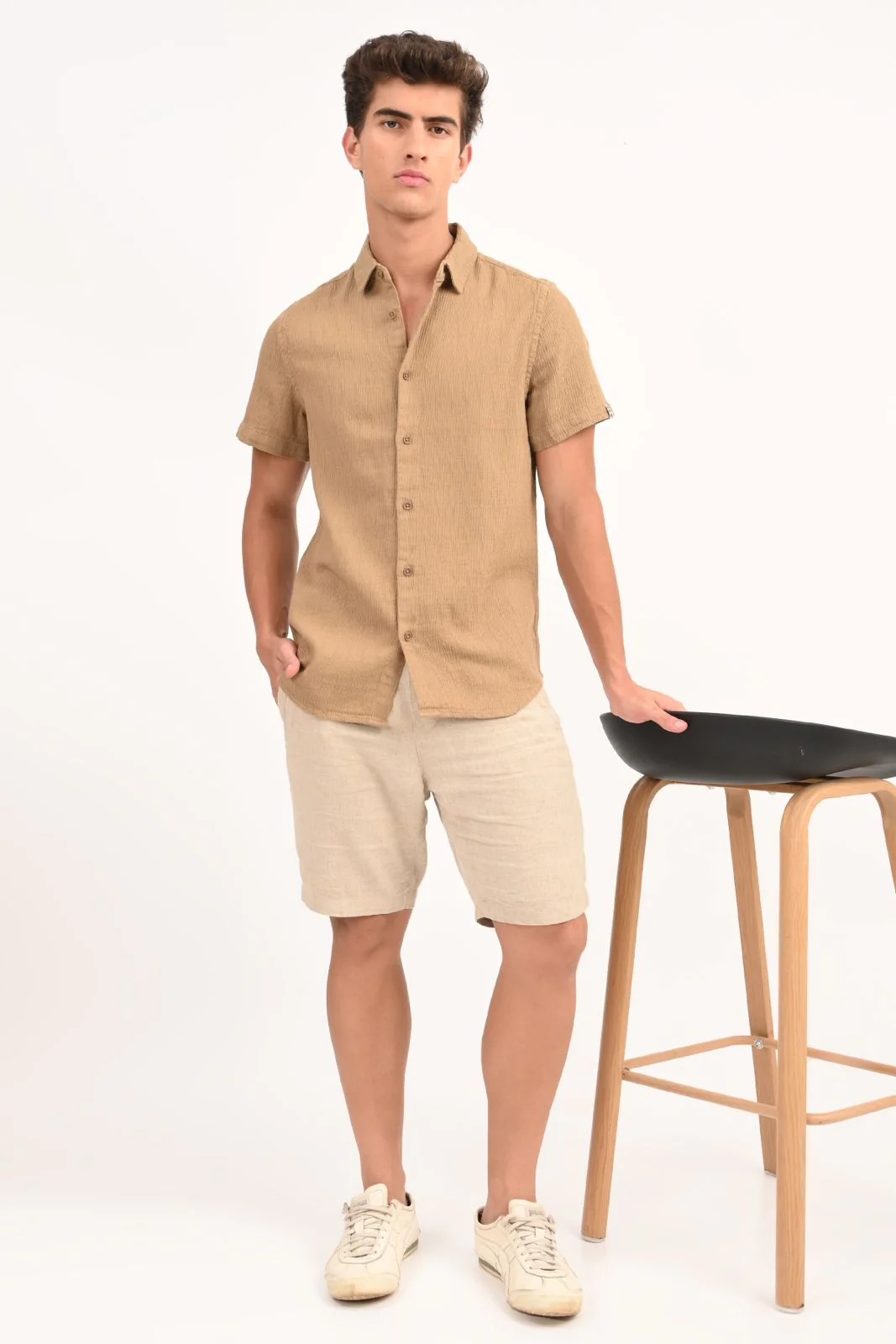 Men Wendy Mustard Structured Solid Shirt - Image 2