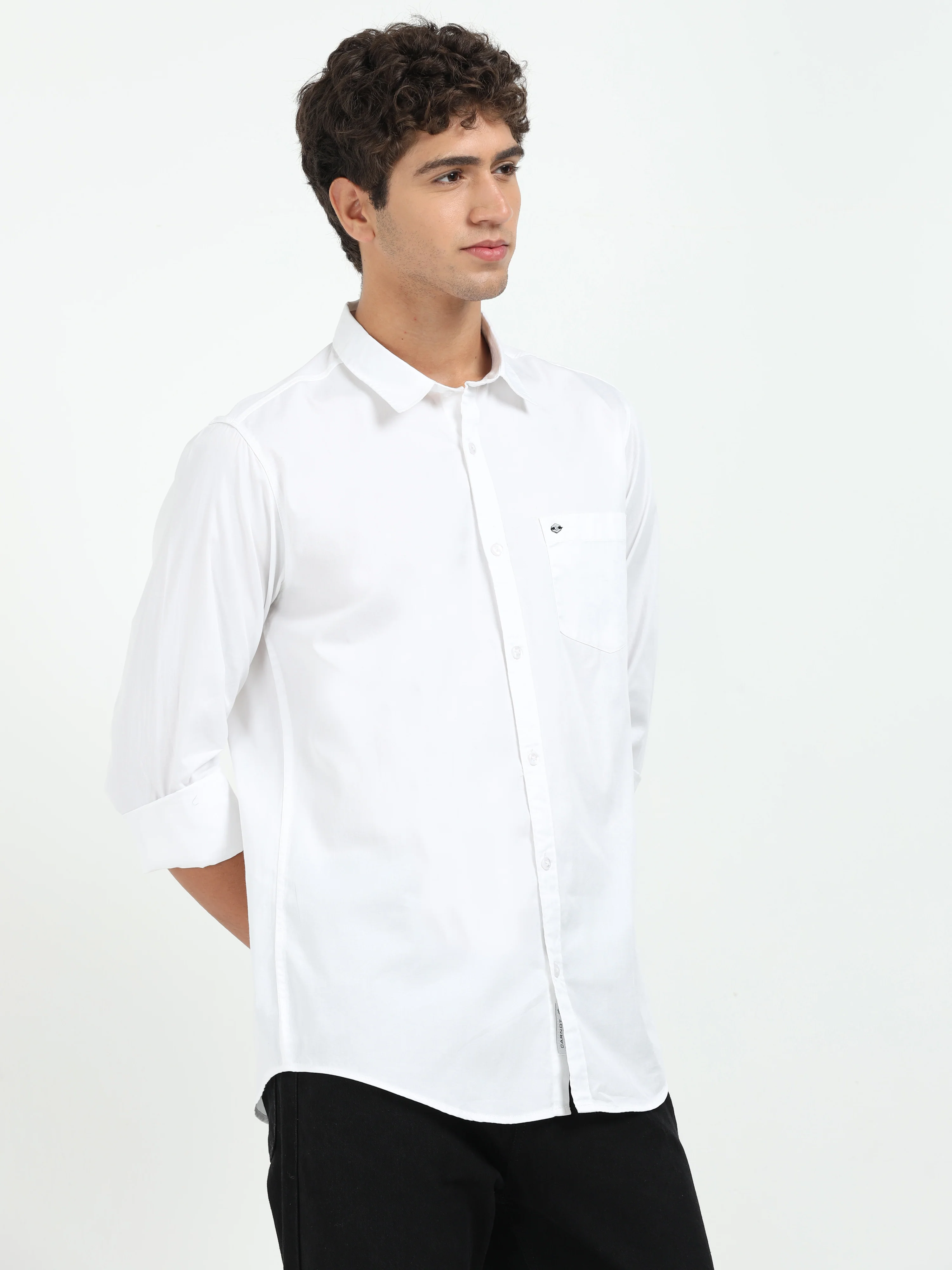 Men White Twill Shirt Slim Fit - Image 2
