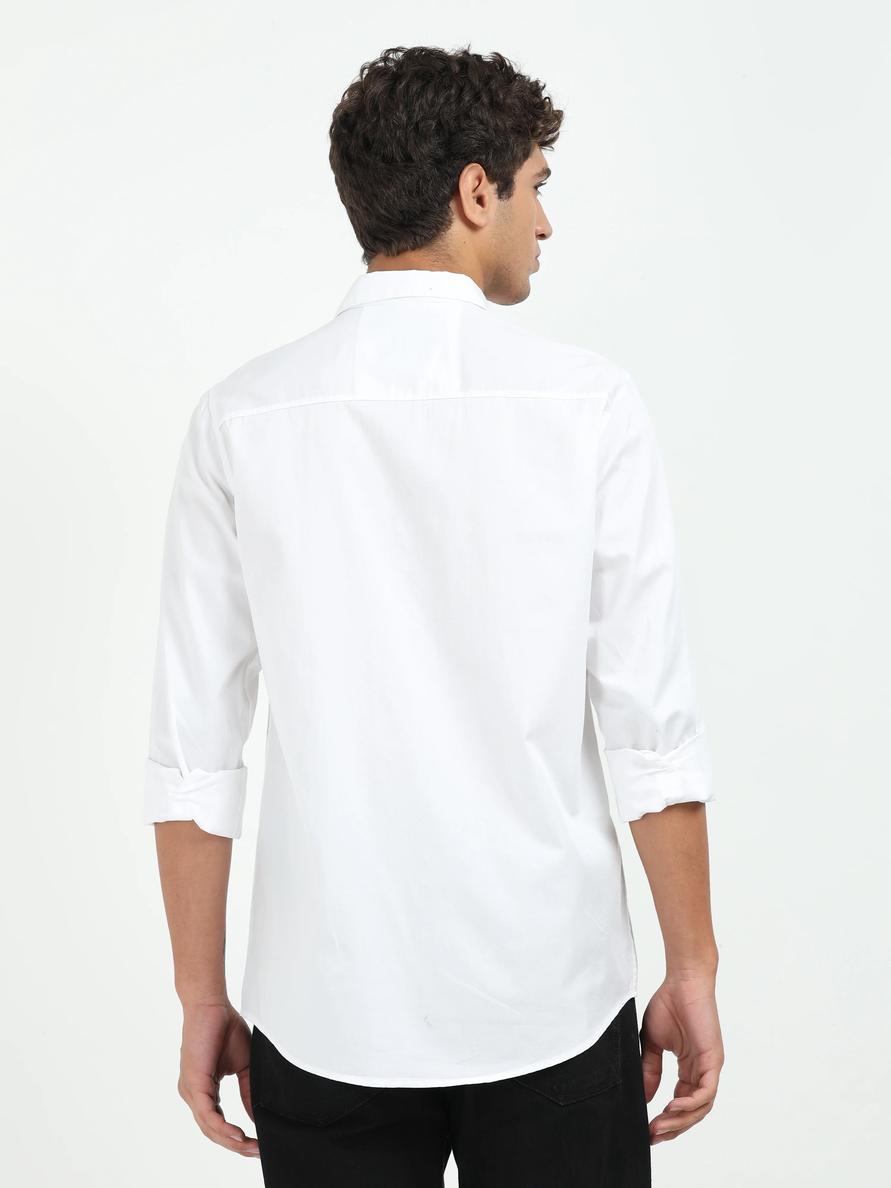 Men White Twill Shirt Slim Fit - Image 3