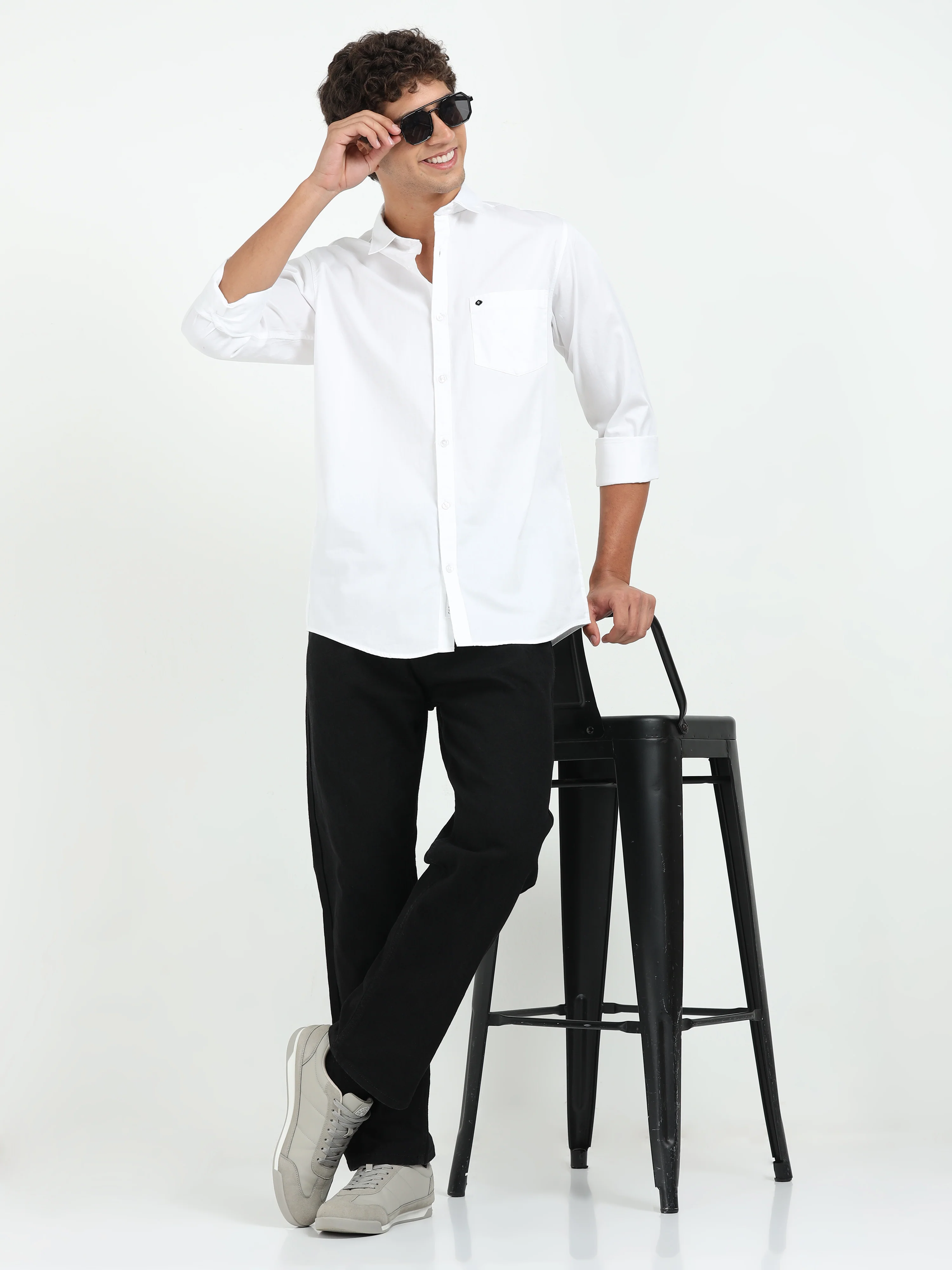 Men White Twill Shirt Slim Fit - Image 5