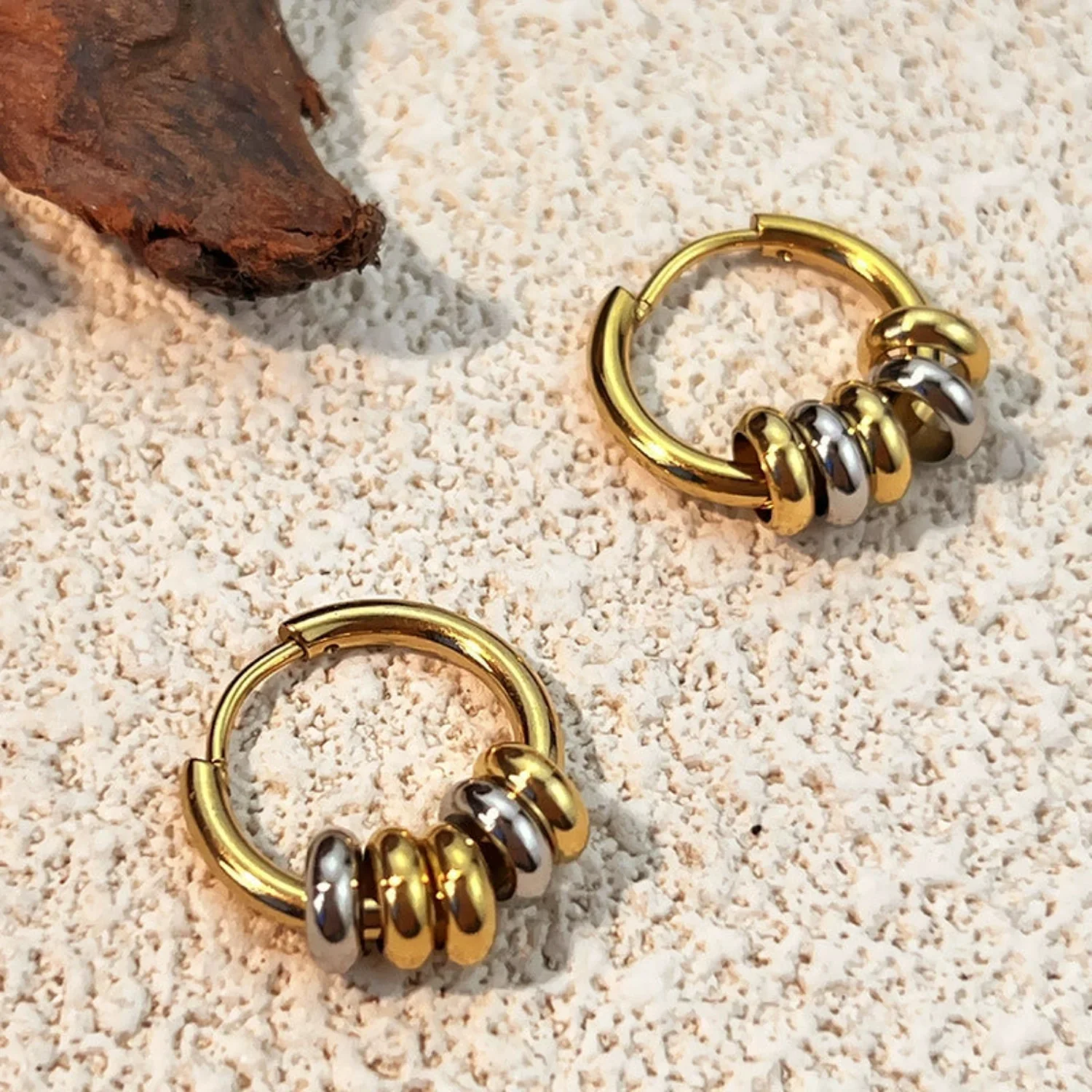Mini Circle Huggie Hoop Earrings - Image 2