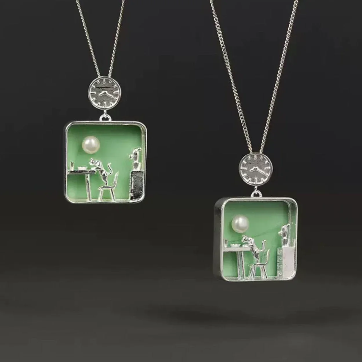 Miniature Scene House Pendant Necklace - Image 2
