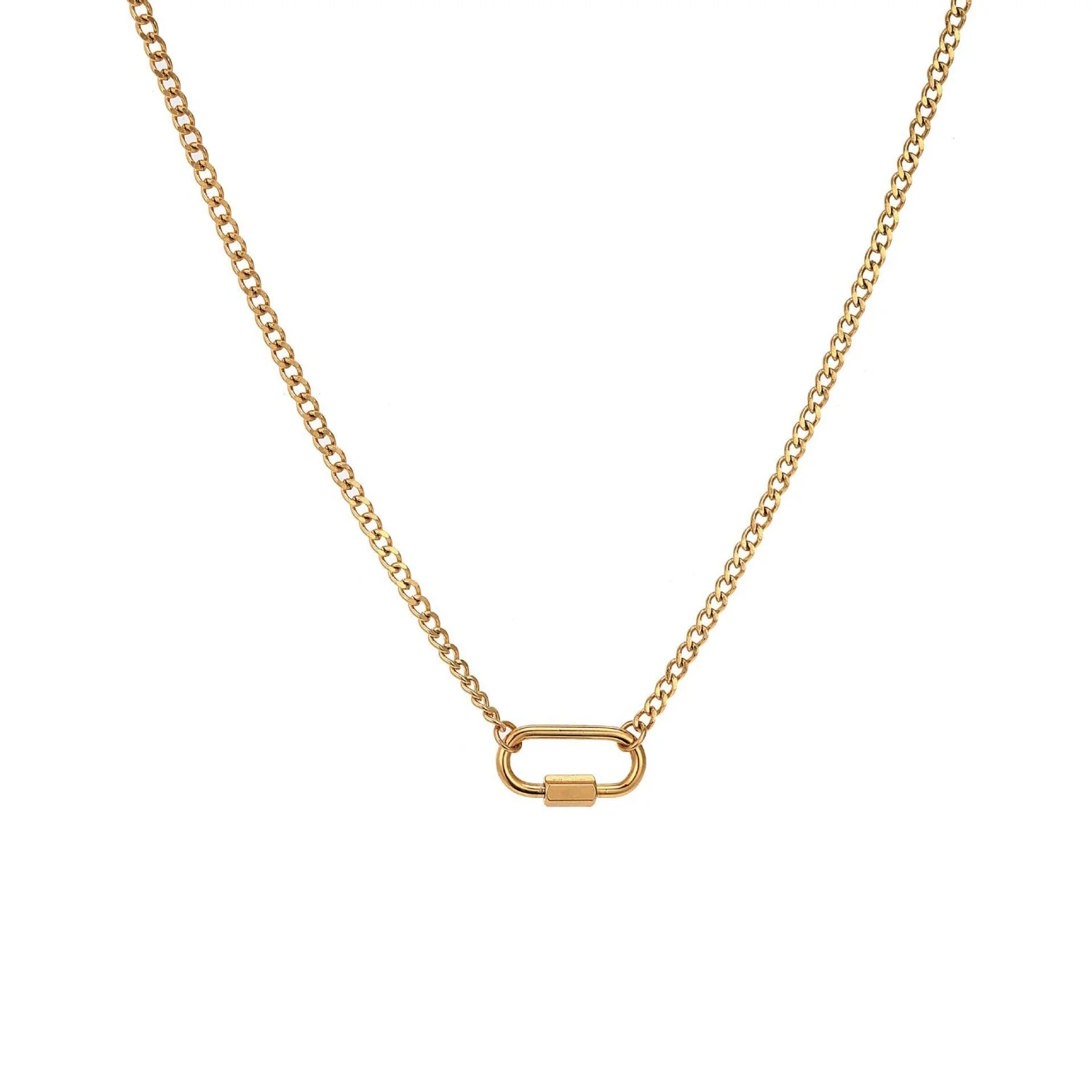 Minimal Lock Link Gold Chain Necklace