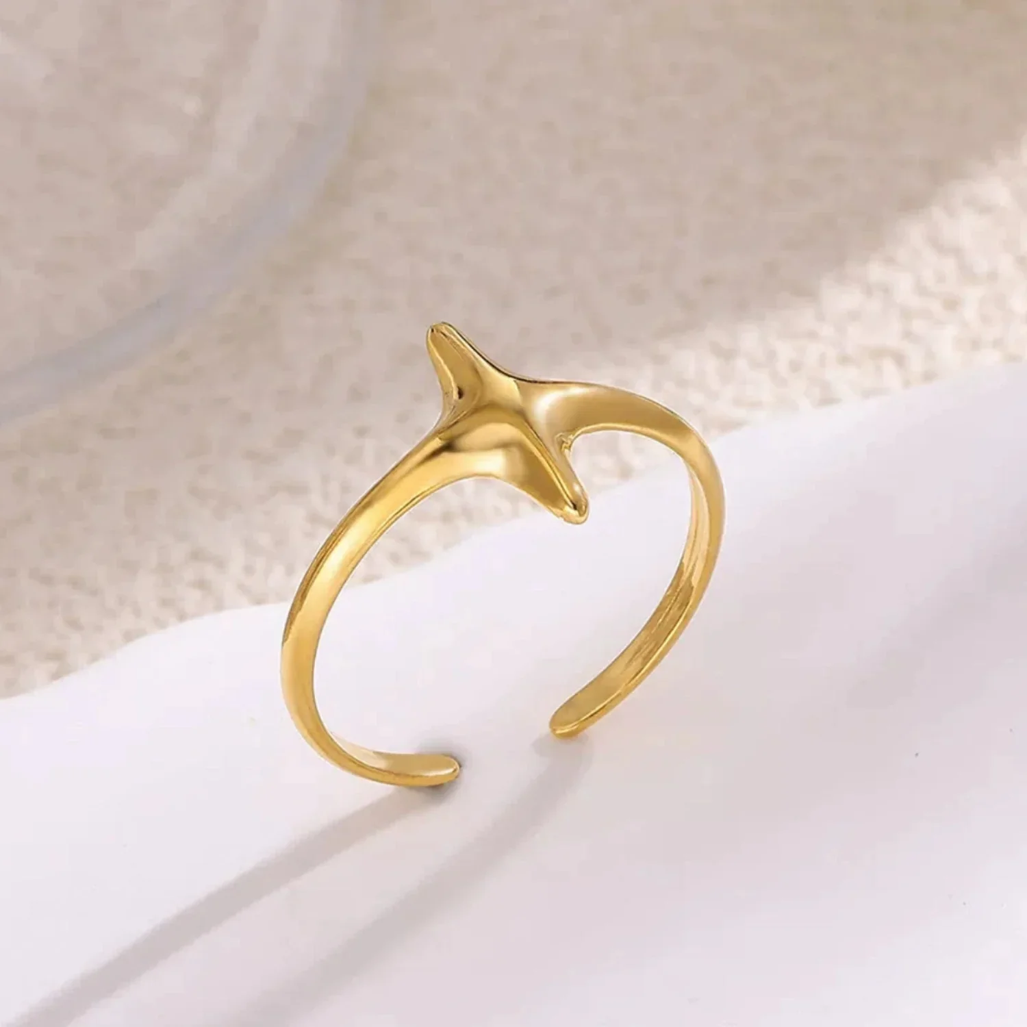 Minimalist Gold Starburst Wrap Ring