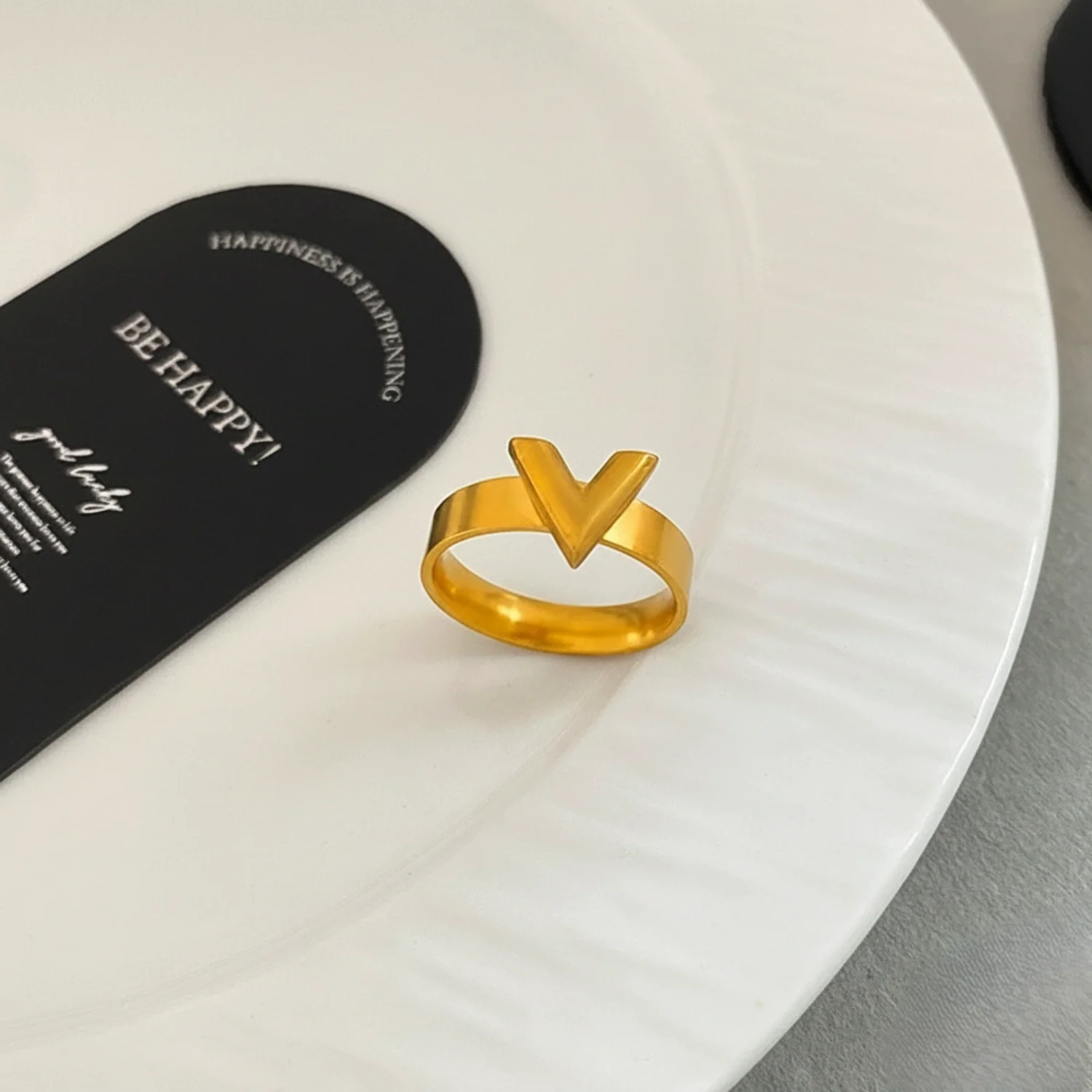 Minimalist Gold "V" Statement Ring