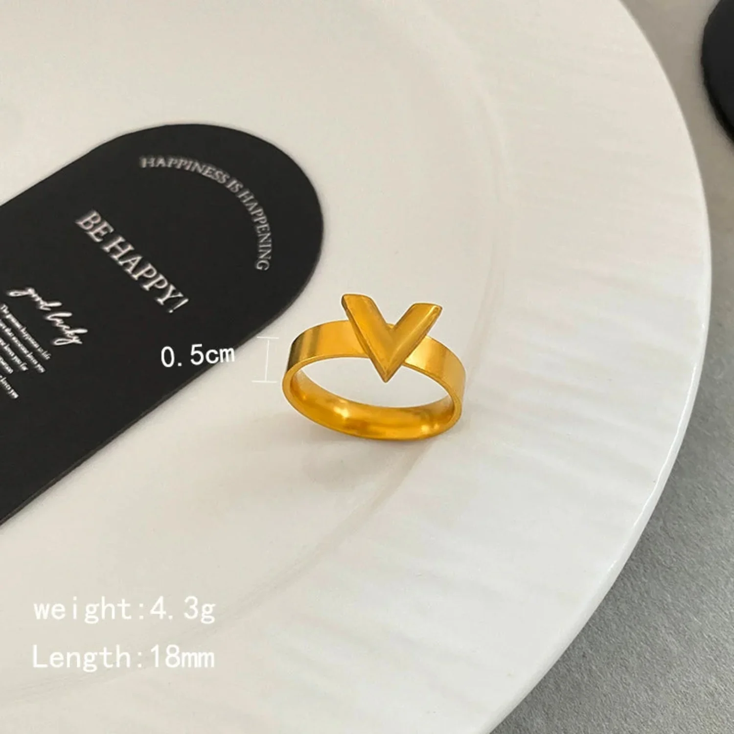 Minimalist Gold "V" Statement Ring - Image 2