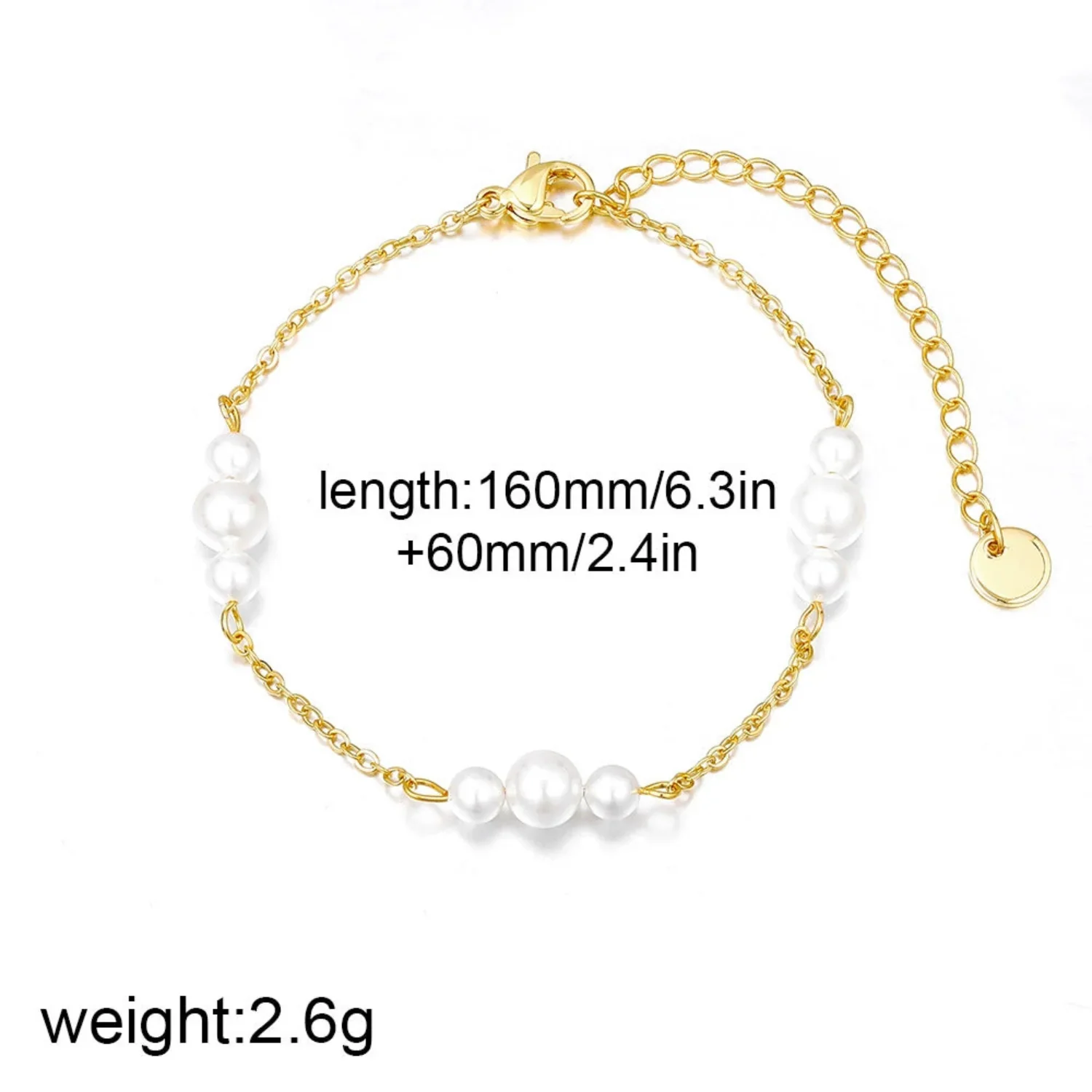 Minimalist Pearl Chain Bracelet With Adjustable Extender - Image 2
