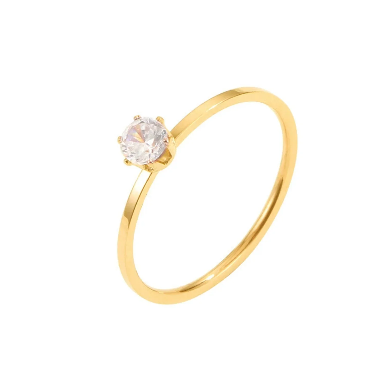 Minimalist Solitaire Gold Crystal Ring - Image 2