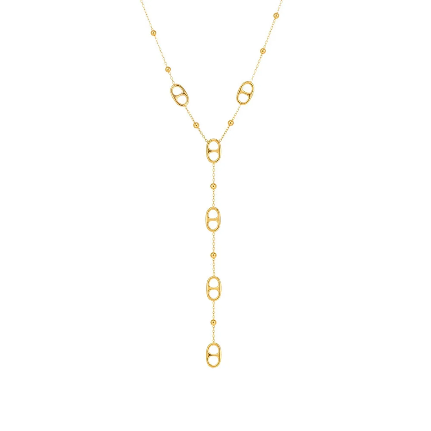 Modern Gold Pig Link Lariat Necklace - Image 2