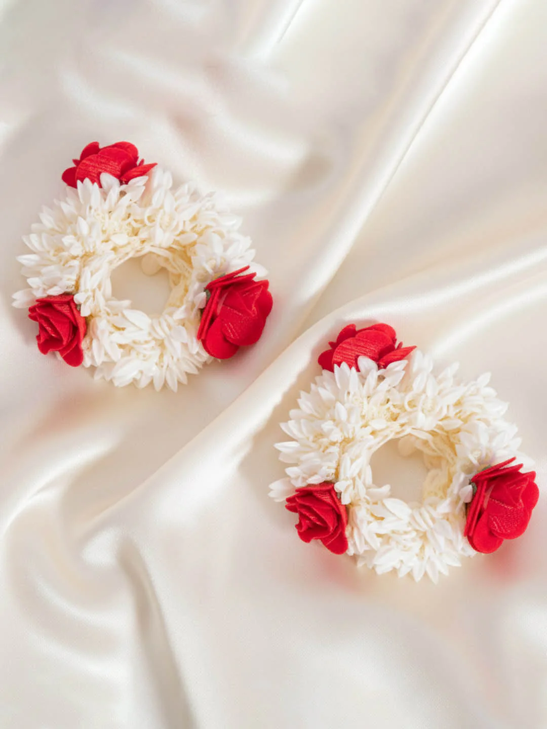 Scented Gajra Scrunchie with Rose Set of 2 - Image 5