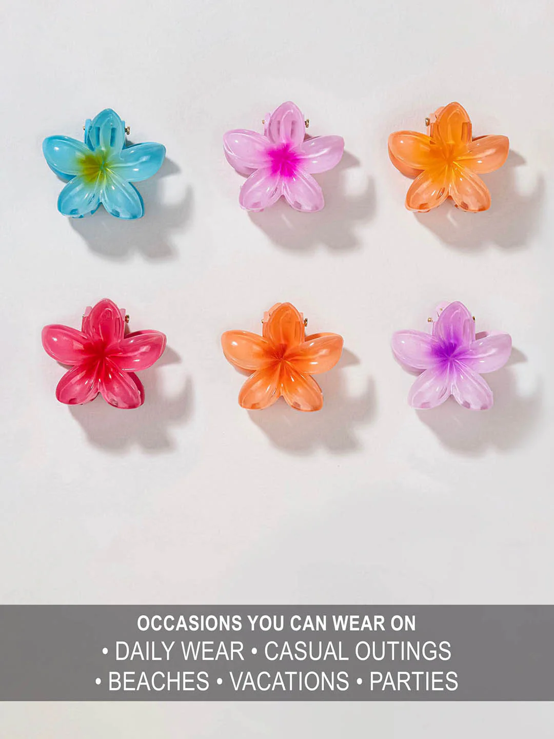 Multi Flower Hair Claw Clips with Free Pouch Set of 6 - Image 10