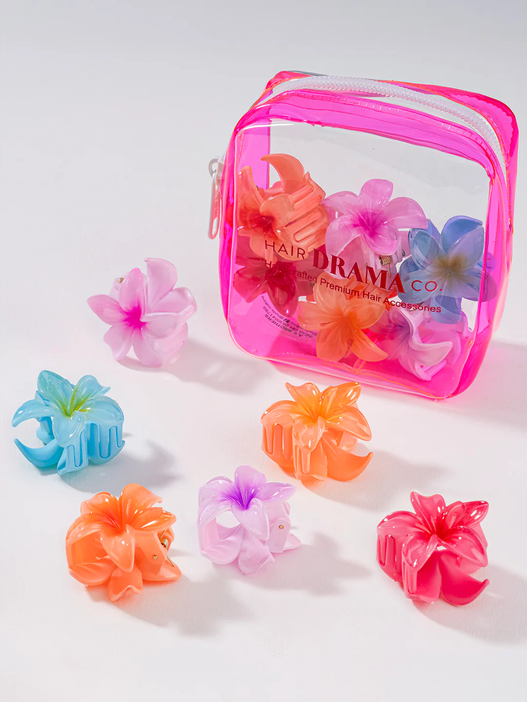 Multi Flower Hair Claw Clips with Free Pouch Set of 6 - Image 4