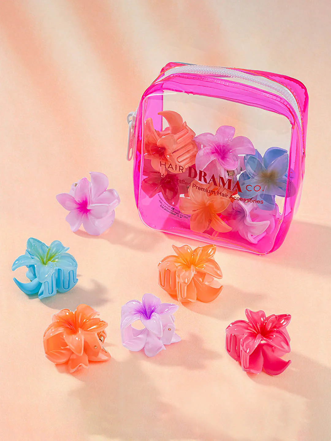 Multi Flower Hair Claw Clips with Free Pouch Set of 6 - Image 7