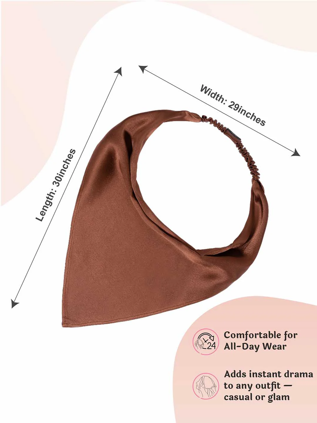 Multi Neutral Silk Satin Elastic Headscarf Set of 3 - Image 6