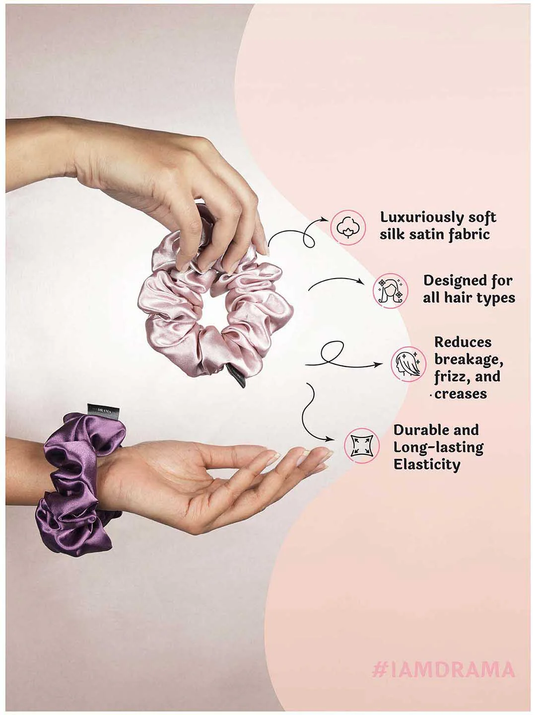Multi Pastel Silk Satin Scrunchies Set of 6 - Image 4
