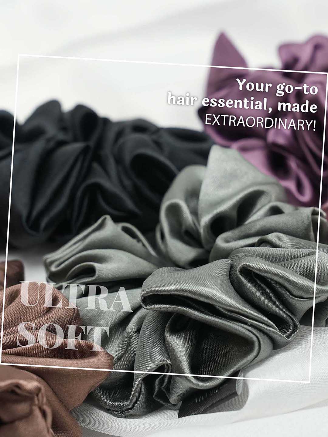 Multi Pastel Silk Satin Scrunchies Set of 6 - Image 5