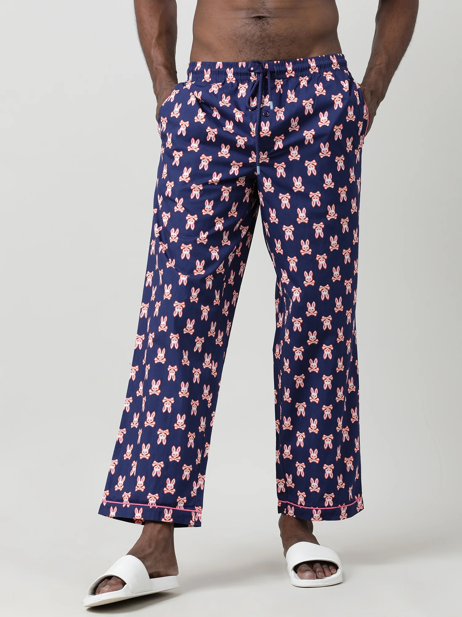 Men Oversized Navy Cotton Lounge Pants - Image 3