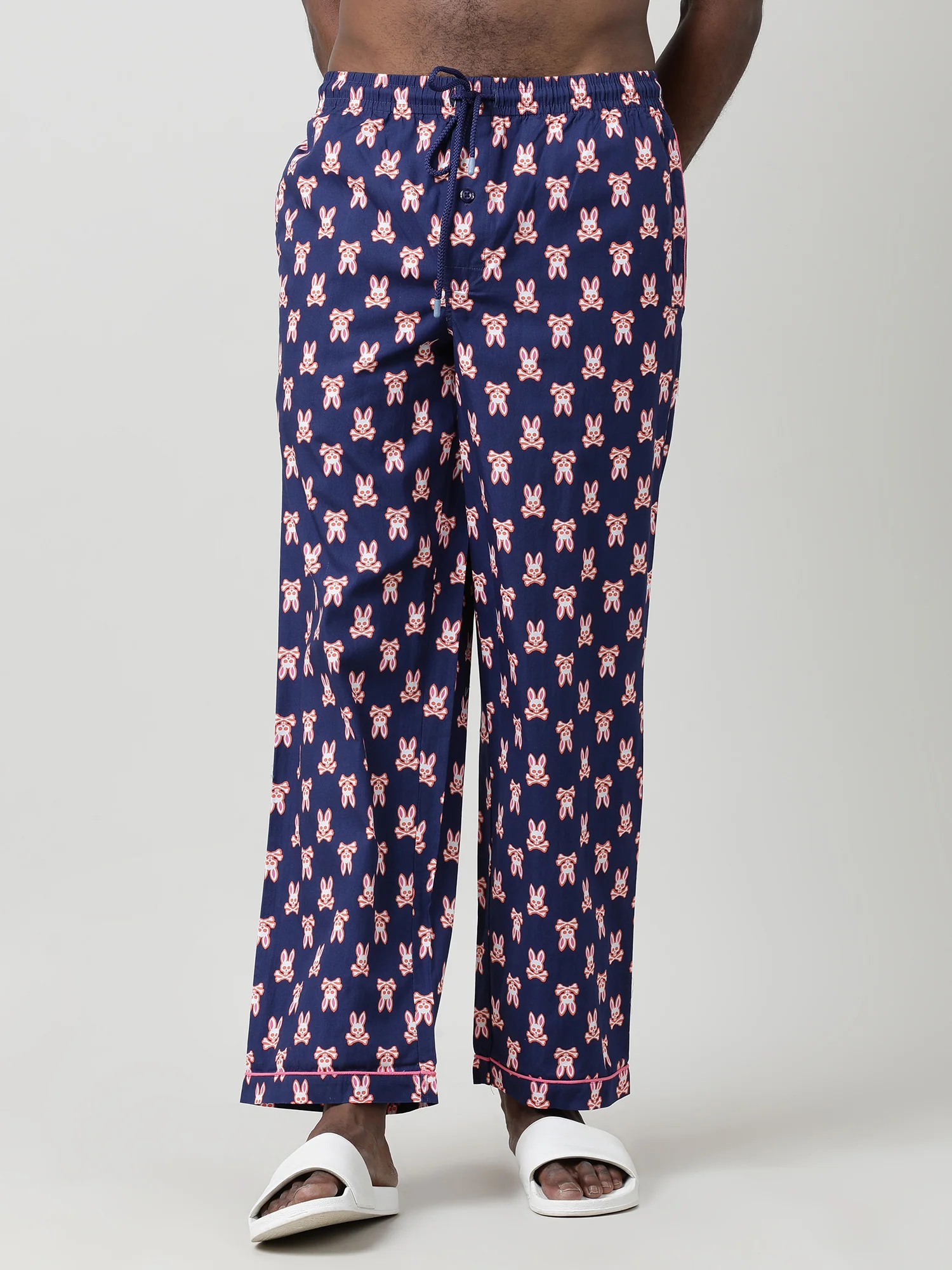 Men Oversized Navy Cotton Lounge Pants - Image 4