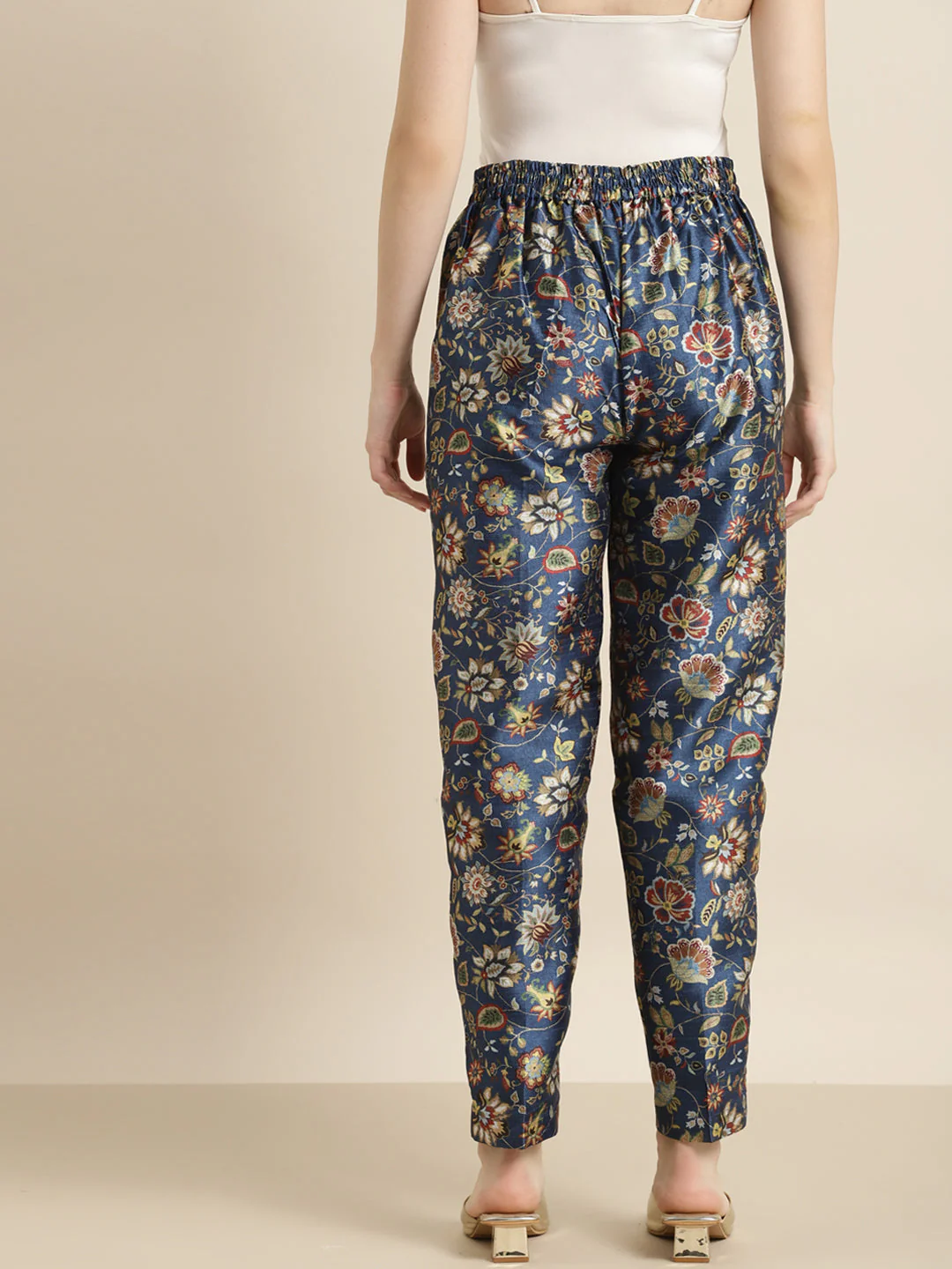 Navy Floral Pencil Pants - Image 3