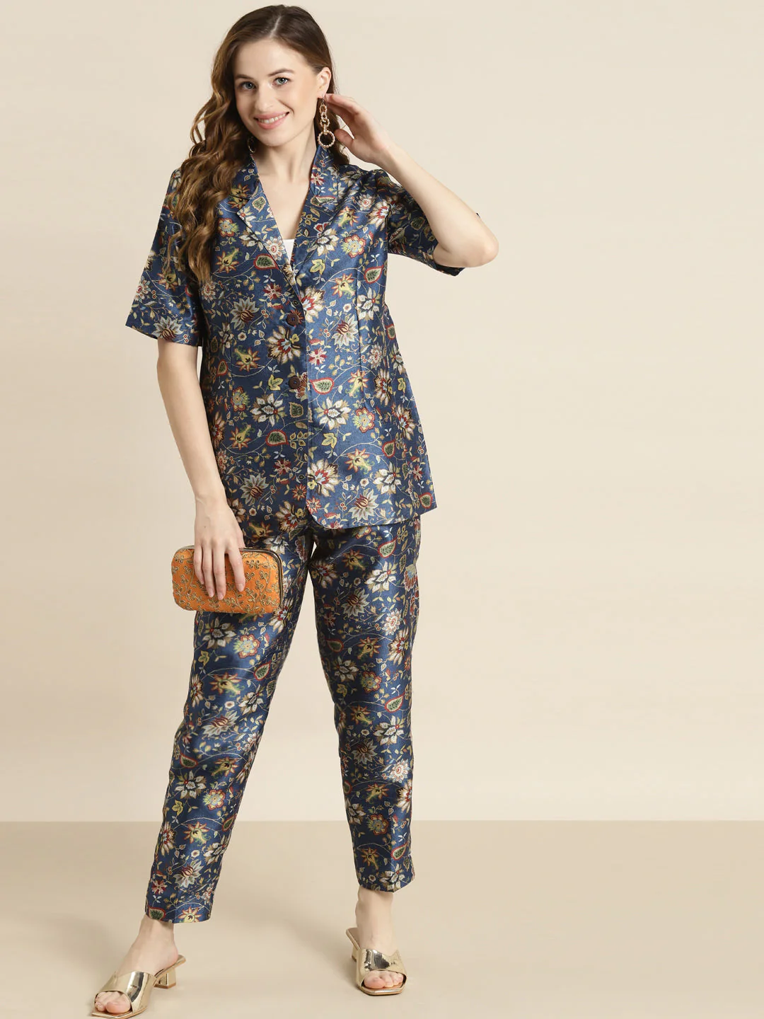 Navy Floral Pencil Pants - Image 4