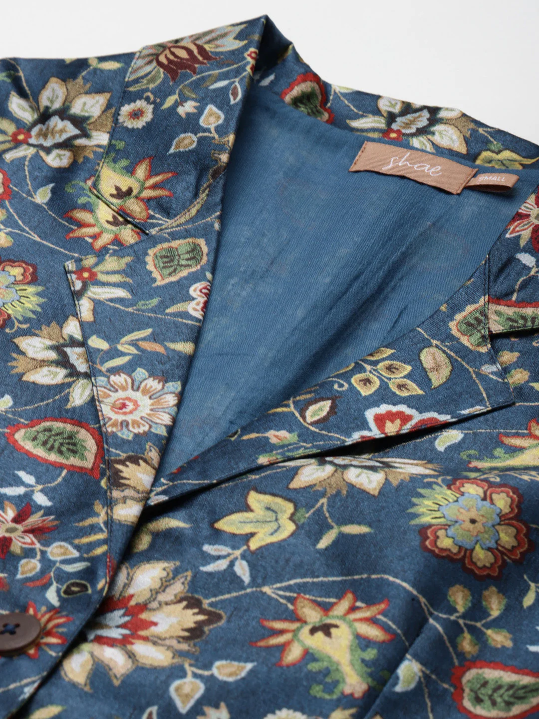 Navy Floral Short Sleeves Blazer - Image 2