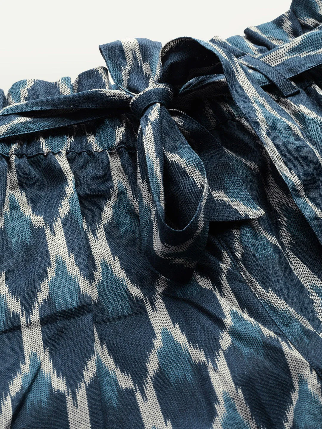 Navy Ikat Paper Bag Pants - Image 3