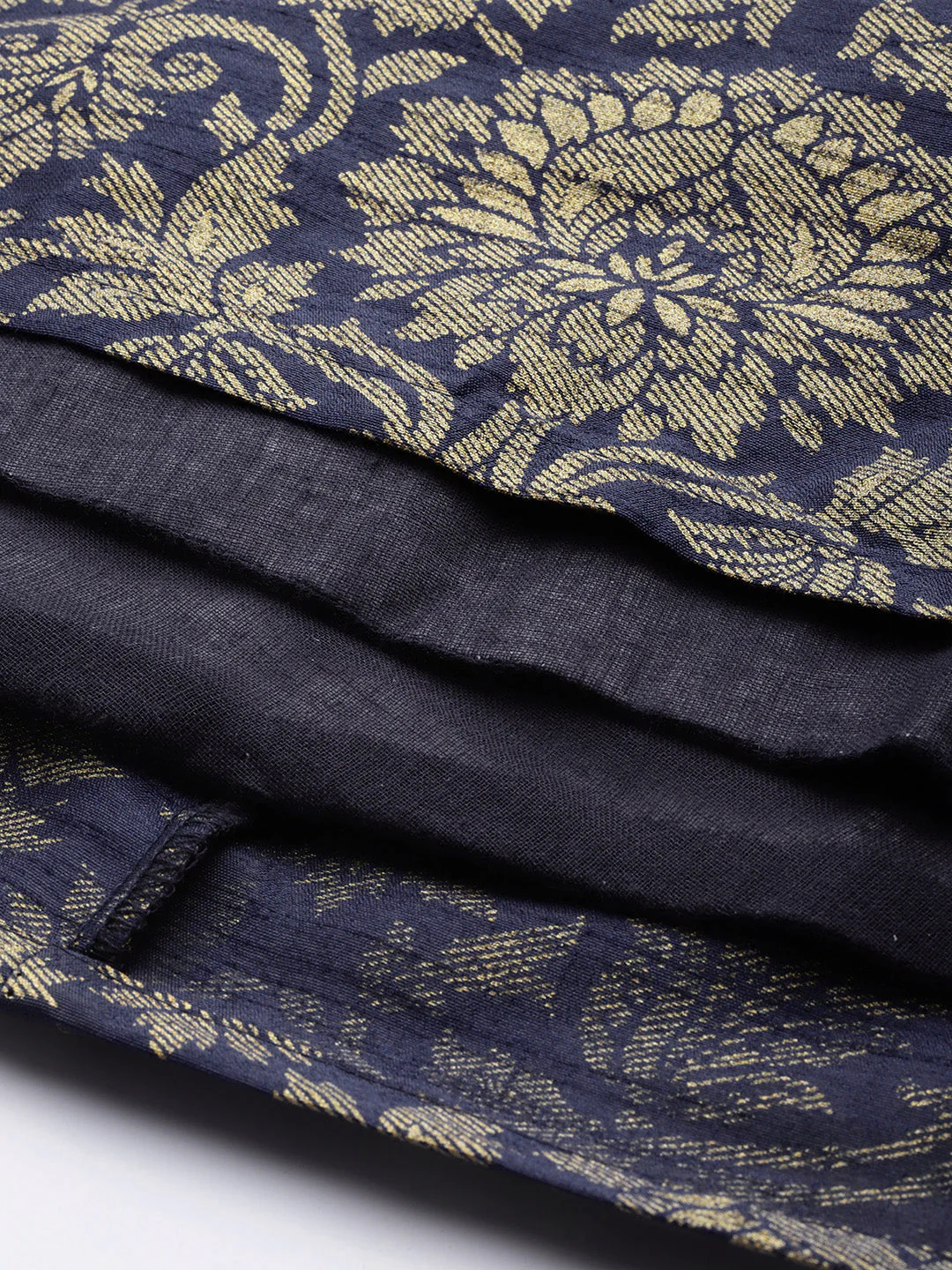 Navy Jacquard Floral Anarkali Skirt - Image 6