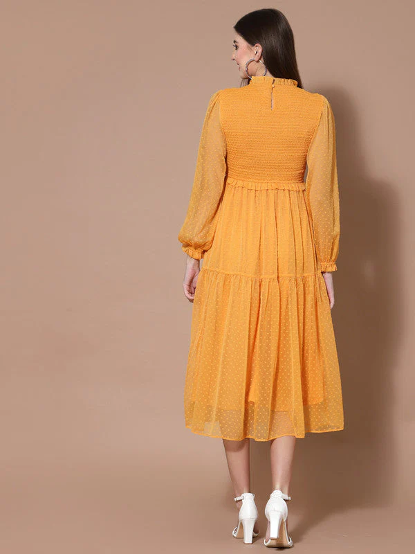 Women High Neck A-Line Midi Dress - Image 2
