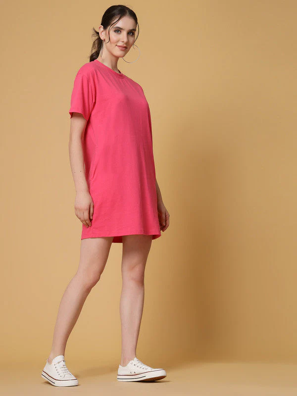 Women Pink Odour Free Body Fit Long T-shirts - Image 3