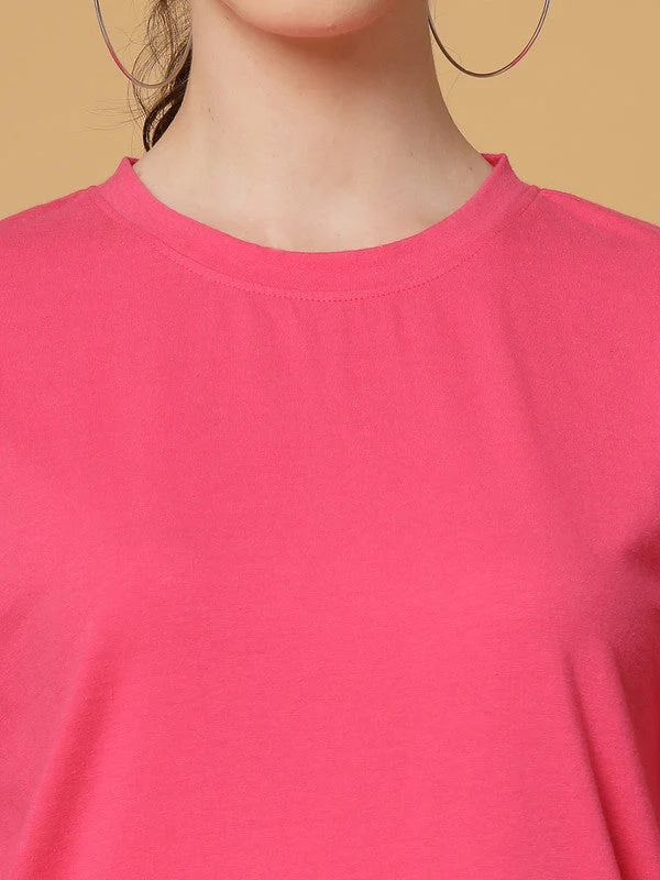 Women Pink Odour Free Body Fit Long T-shirts - Image 4