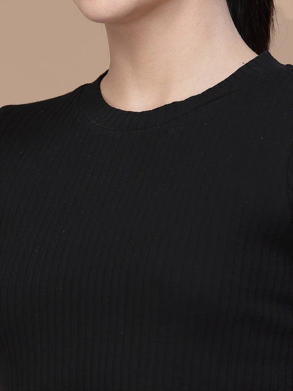 Women Round Neck Fitted Crop Top - Image 4