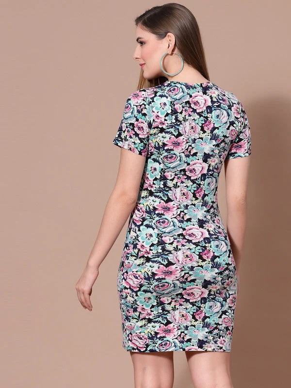Women Multi Odour Free Floral Bodycon Dress - Image 2