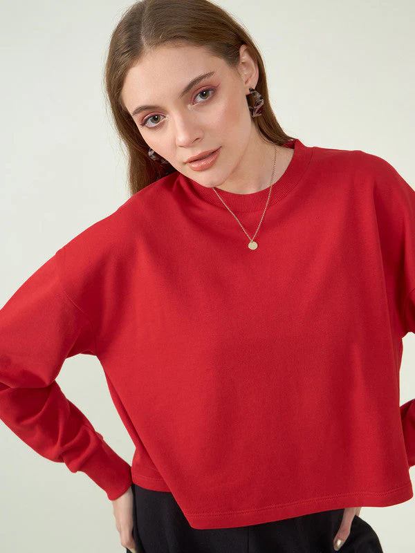 Women Red Odor-Free Sweatshirt - Image 4