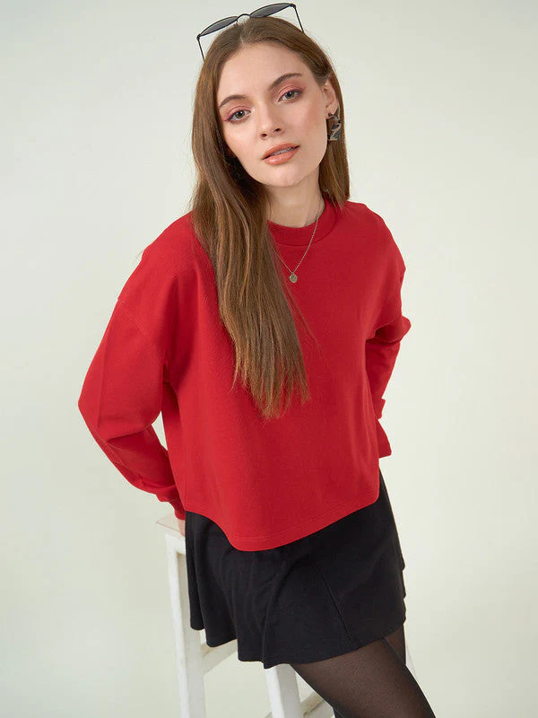 Women Red Odor-Free Sweatshirt - Image 6