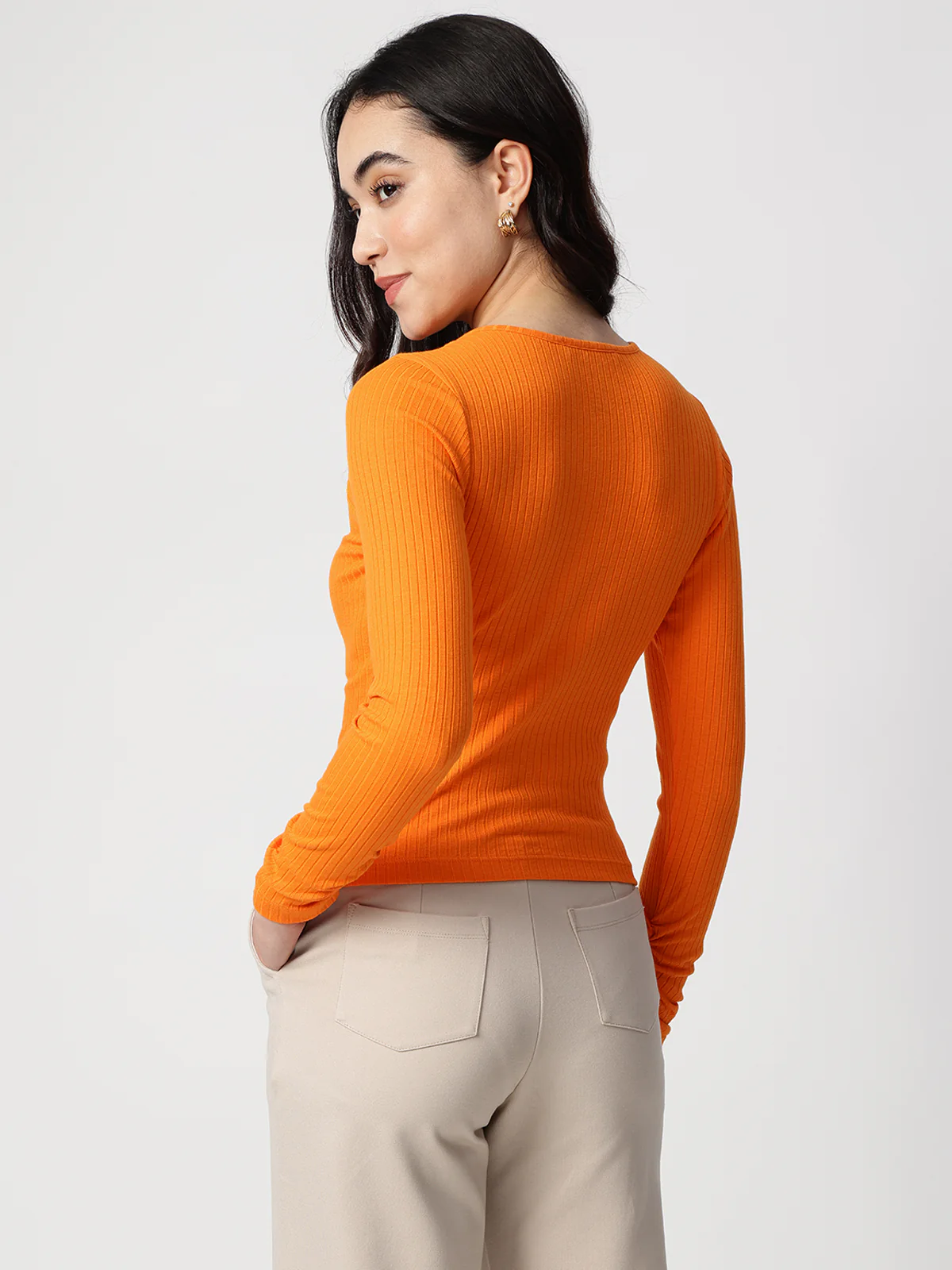 Women Round Neck Fitted Top - Image 2