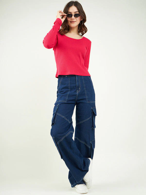 Women Round Neck Fitted Top - Image 2