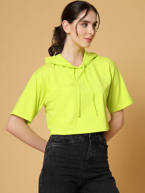 Women Green Hooded  Anti Odour T-shirt - Image 3