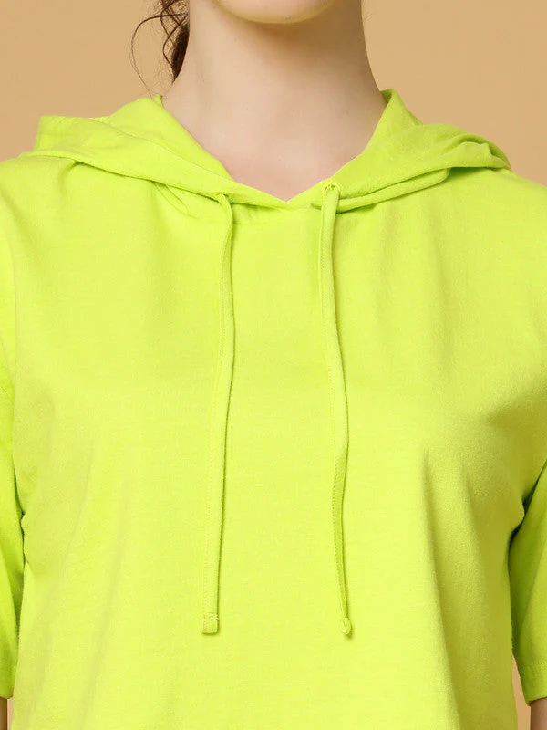 Women Green Hooded  Anti Odour T-shirt - Image 4
