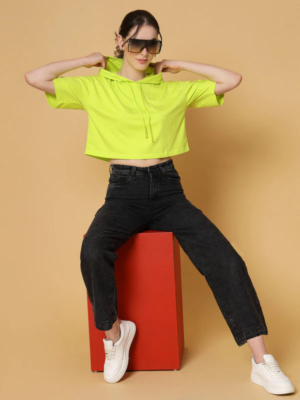 Women Green Hooded  Anti Odour T-shirt - Image 5