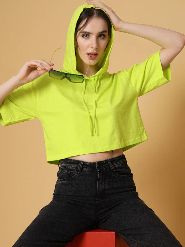 Women Green Hooded  Anti Odour T-shirt - Image 6