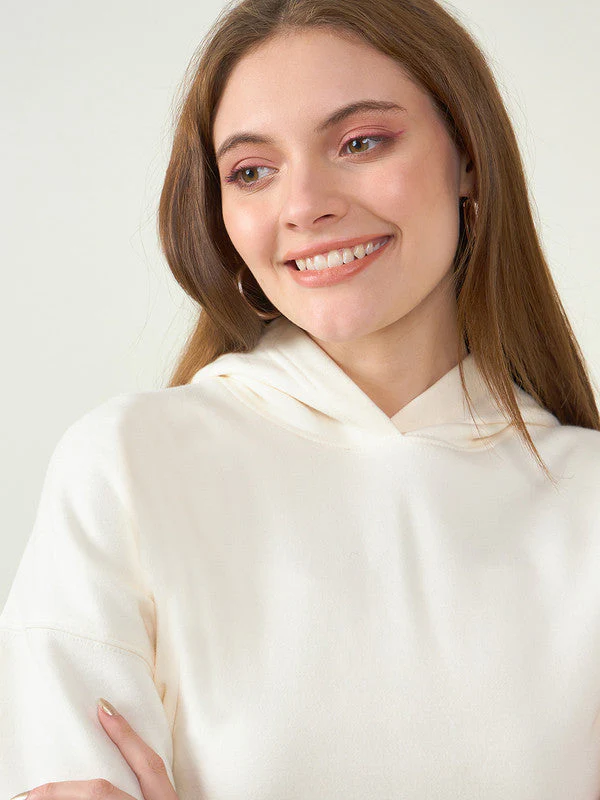 Women Cream Odor-Free Hooded Sweatshirt - Image 2